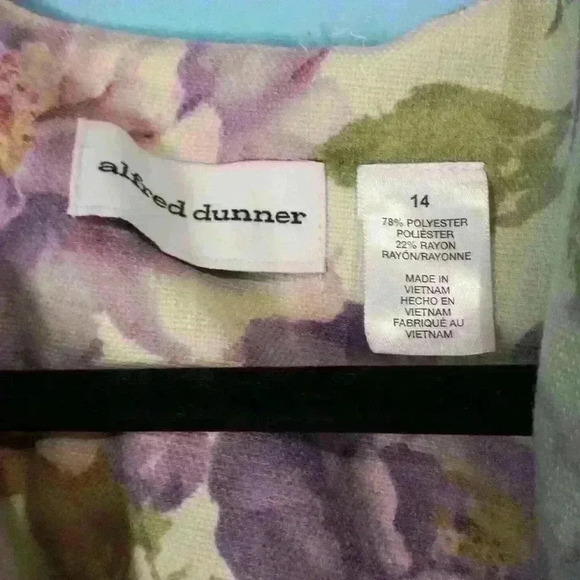 Women Alfred Dunner floral blazer jacket L chartreuse green Spring fall leisure - Picture 2 of 11